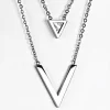 Triangle Dobbelt Halskæde i Stål Med Vedhæng - 42cm