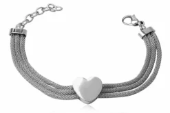 Triple stålarmbånd med hjerte / Blank + Guld