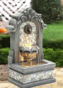 Vandpost / Vandkunst med 2 kar og 2x LED lys