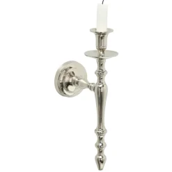 Væglysestage i poleret aluminium - H.32cm