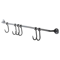 Vægstang i smedejern med kroge - 2 størrelser
