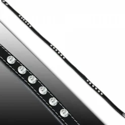 Viklearmbånd i sort læder med zirkon - 60cm