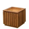 39x39x39cm kubisk indendørs krukke i bejdset træ med hjul