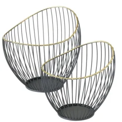 Yoko Bowler i metal med tremmer og guldkant / SÆT