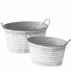 Zinkbaljer / plantebaljer i støvet grå zink med håndtag - Sæt 2stk