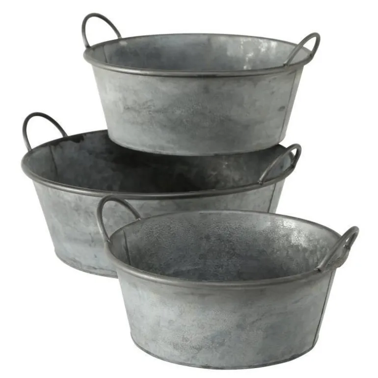 Zinkbaljer med håndtag - 3stk