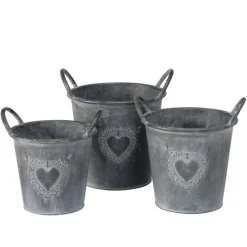 Zinkspande / Potter med håndtag og hjerte / SÆT